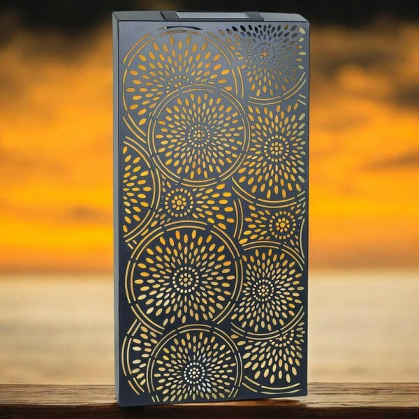 EDH Door Hardware Large Metal Moroccan Solar Wall Panel – 70 x 30 x 5 CM | Solar-Powered Outdoor Wall Art | Weatherproof Decorative Garden Panel
