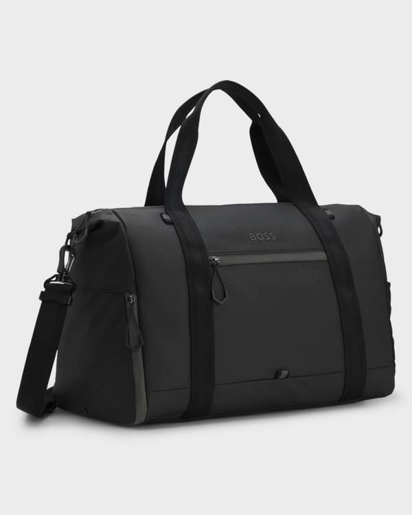BOSS Orange Stenson Mens Faux-Leather Holdall with Reflective Details - Black 001 | CHO | Designer Mens Holdalls