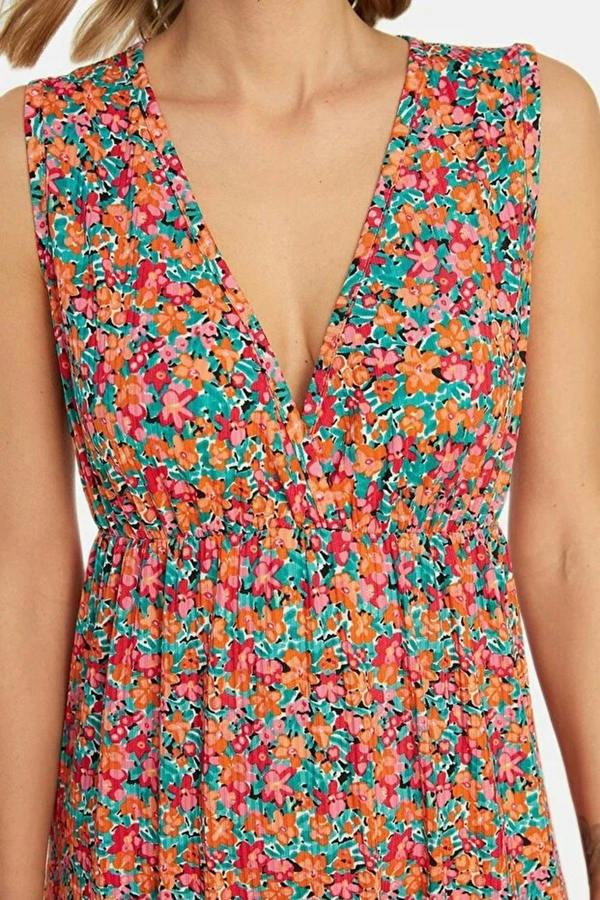 WOVCOR V-Neck Sleeveless A-Line Maxi Knit Dress