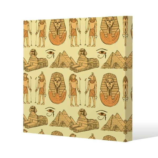 Benjamin Tate Design Egyptians & Sphinx Slim Style Canvas Print  50x50cm , 15mm Slim Real wood.