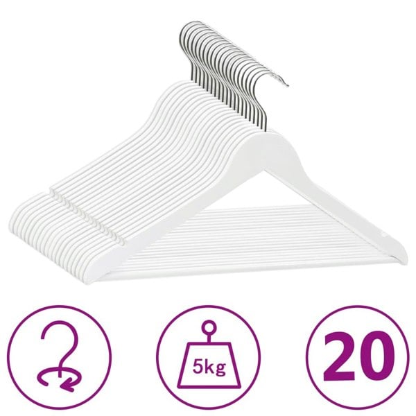 Berkfield 20 pcs Clothes Hanger Set Non-slip White Hardwood