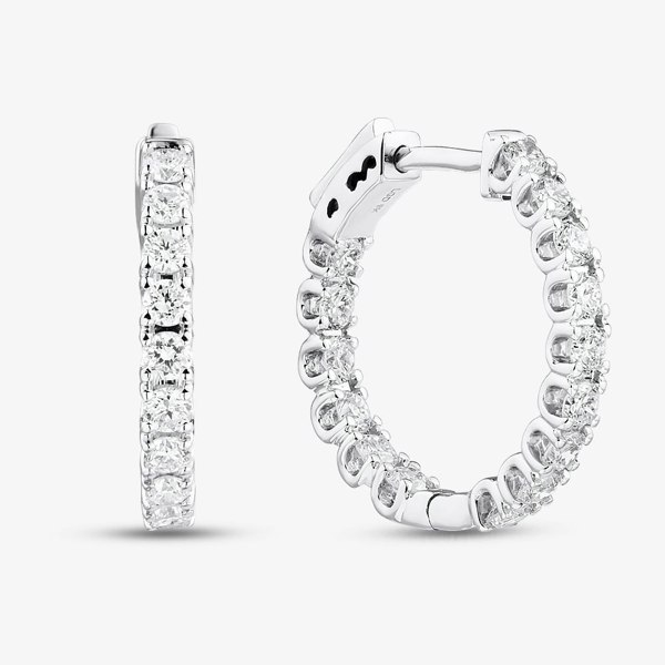 T. H. Baker 9ct White Gold 1.00ct Lab Grown Diamond Hoop Earrings LGE41046-100