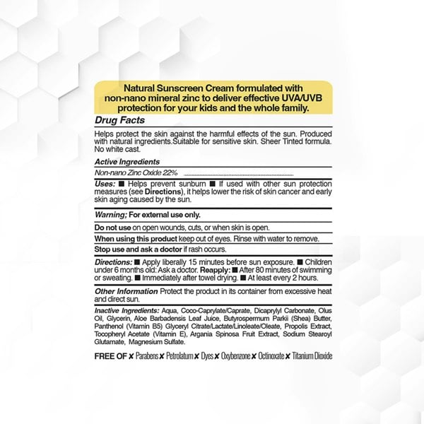 BEE&YOU Skincare Natural Mineral Sunscreen for Kids SPF 50 +