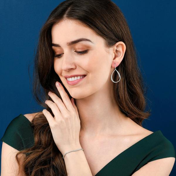 namana Long Drop Earrings in a Hollow Teardrop Shape in 925 Sterling Silver For Women