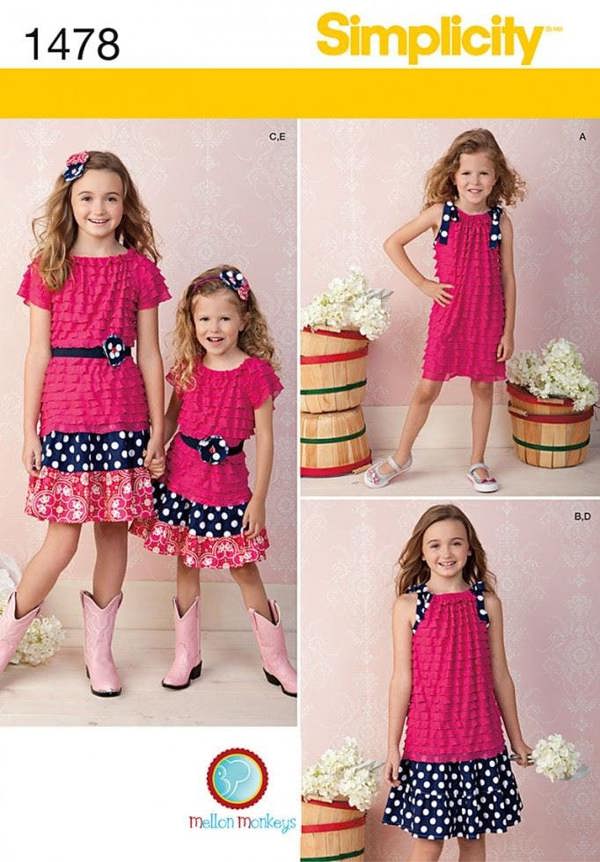 Simplicity Sewing Pattern 1478, Dresses, Skirts, Tops for Kids, Ages: 3-4-5-6  - Intermediate