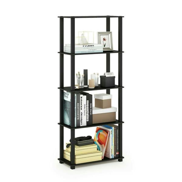 WALPLUS Turn-S-Tube 5-Tier Multipurpose Shelf Display Rack with Square Tubes, Americano/Black perfect for organized storage and display