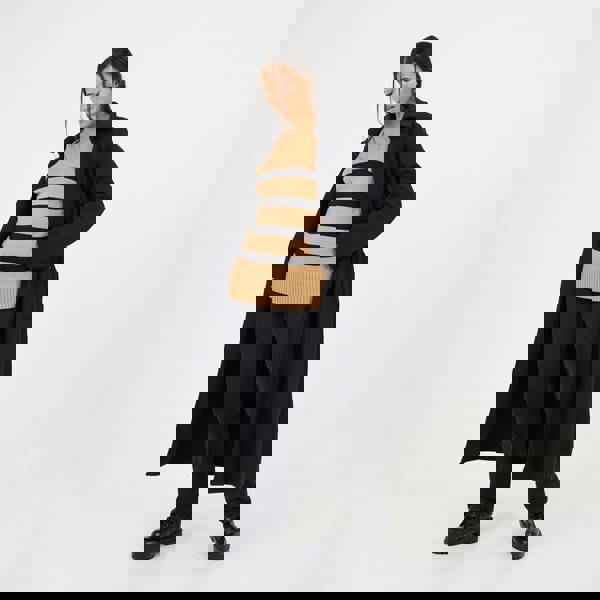 Brave Soul Camel Button Detail Striped Turtleneck Jumper - Camel Image 3