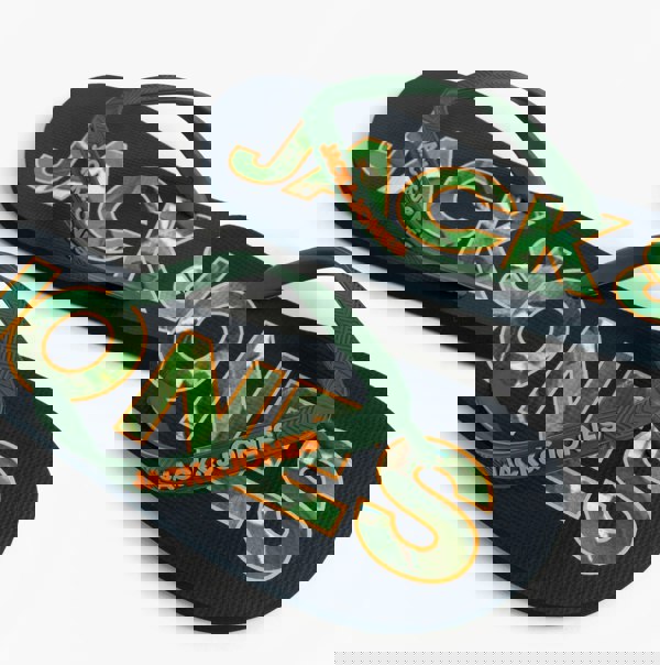 Jack & Jones LOGO PALM PRINT Mens Sliders Navy Blazer