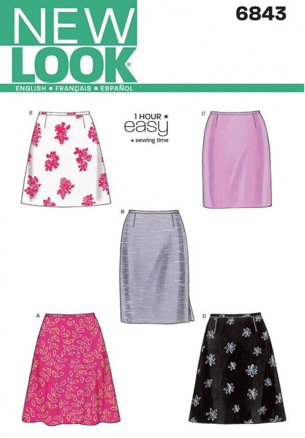 New Look Sewing Pattern 6843, Skirts for Women, 8-10-12-14-16-18 - Beginner, Easy