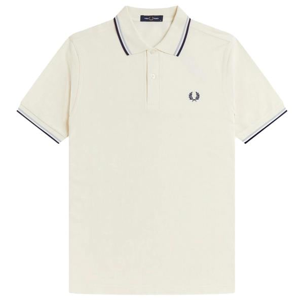 Fred Perry Twin Tipped Polo Shirt Ecru/Dusky Blue/French Navy