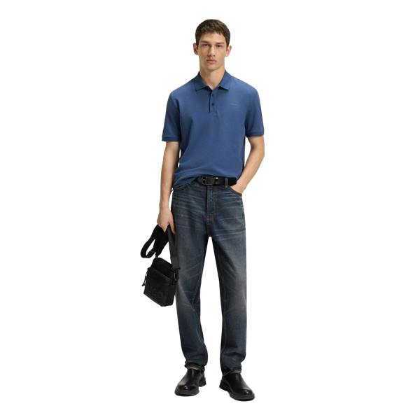 Hugo Mens Donos Cotton Polo Shirt - Medium Blue - 