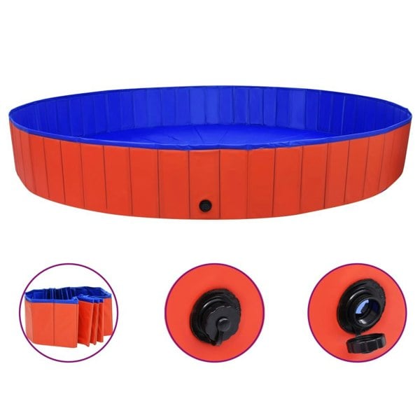 Berkfield Foldable Dog Swimming Pool Red 300x40 cm PVC