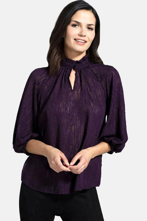 HotSquash Balloon-Sleeved Top with High Collar