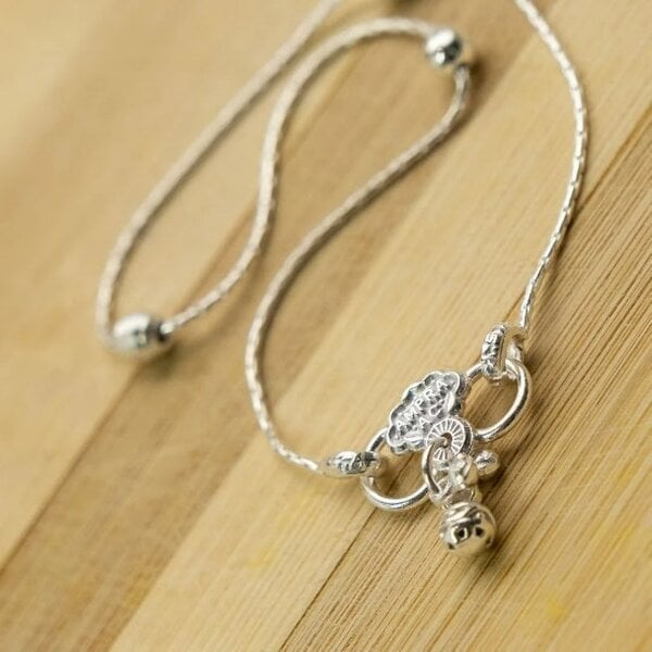 The Colourful Aura Sterling Silver Bead Summer Indie Boho Silver Indian Payal Anklet