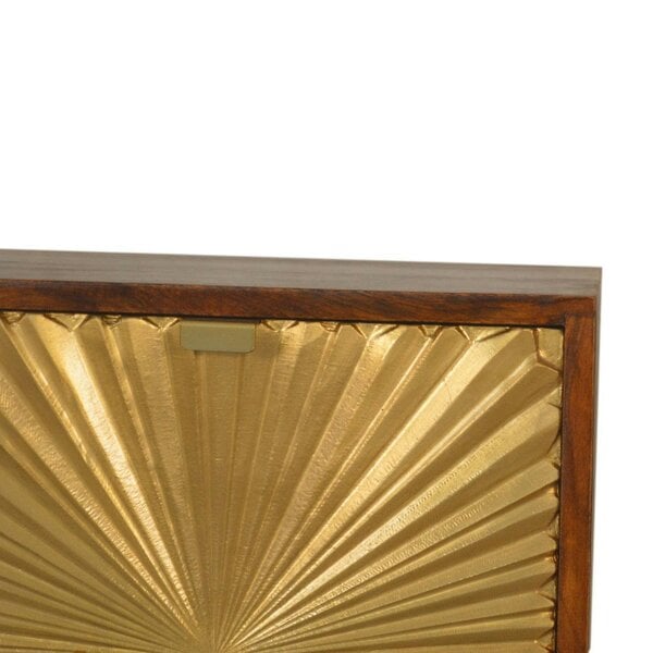 Wyld Haus Merano Mango Wood Gold Bedside 2 Drawers