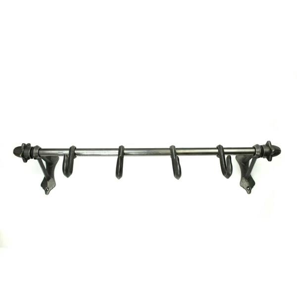 Antique Cast Iron Hook Rail With Acorn Finials - 4 Hooks