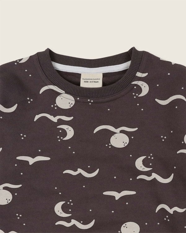 organic cotton Charcoal Grey Moon Wave Print Sweatshirt - image 3