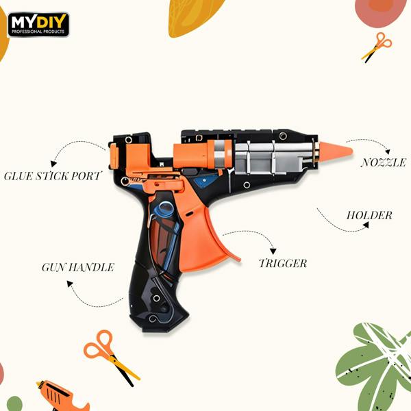 MY DIY PROFESSIONAL PRODUCTS My DIY Hot Glue Gun-100x 7MM Glue Gun Sticks & Built-in Safety Stand Fast Heating Glue Gun Anti Drip Nozzle Mini Melt Gun