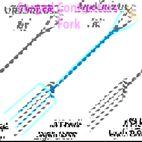 Solid Forged Steel 1050mm 4 Prong Contractors Fork MYD Handle Gardening Tool Loops