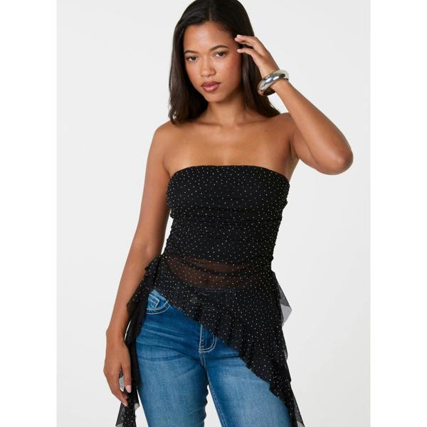 Pink Vanilla Asymmetric Diamante Bandeau Top