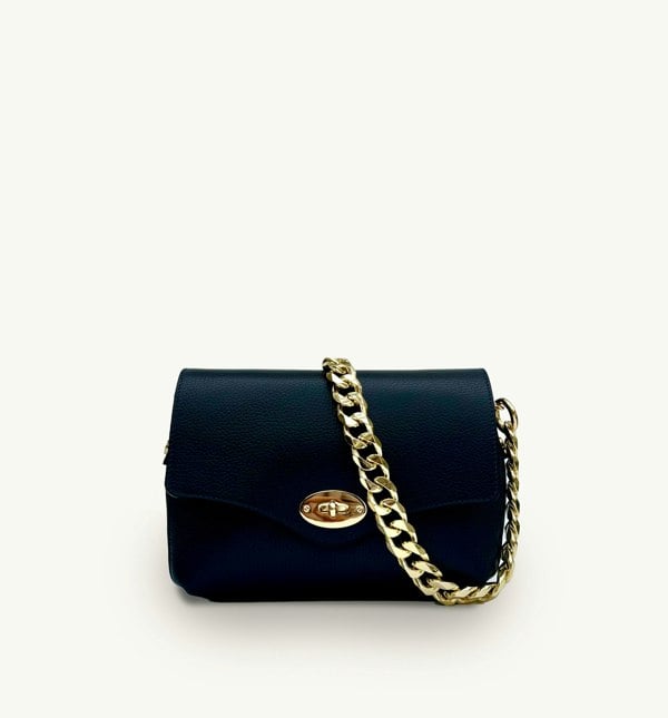 Apatchy London The Maddie Midi Leather Handbag - Navy