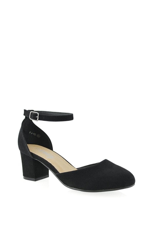 XY LONDON Chunky Strappy Mid Block High Heels Court Shoes