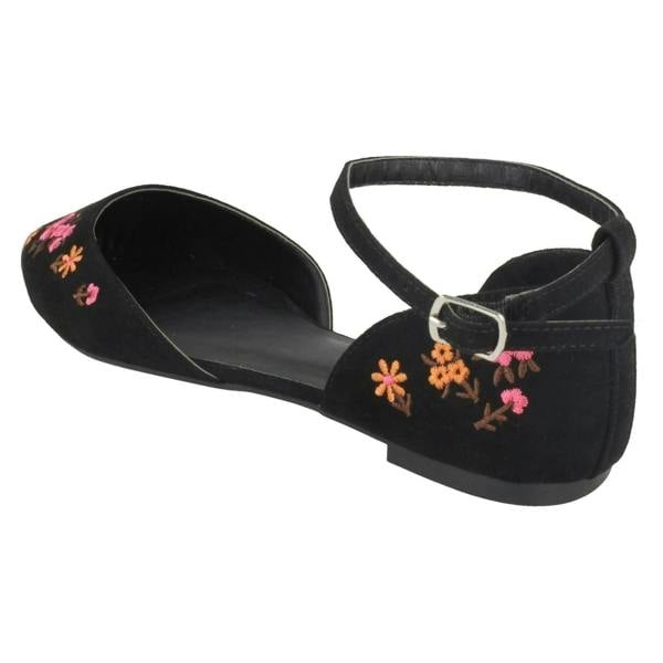 Spot On Ladies Spot On Ankle Strap Ballerinas