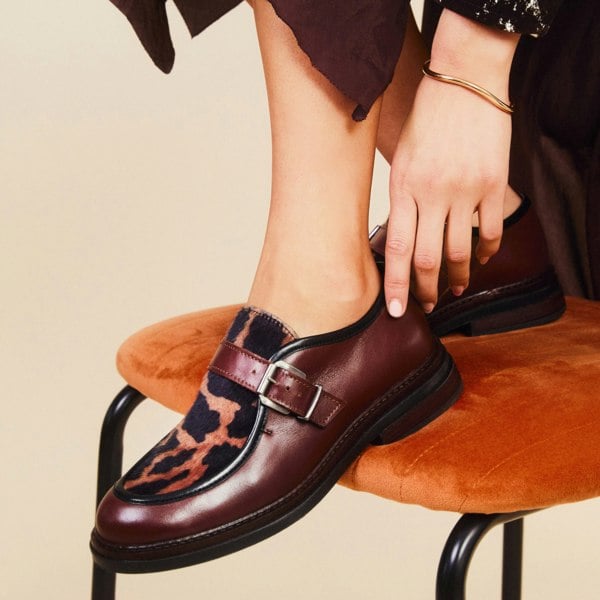 Embassy London Strapp - Brown & Cow - Women’s leather loafer with buckle