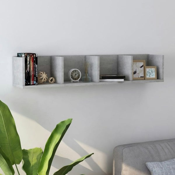 Berkfield CD Wall Shelf Concrete Grey 100x18x18 cm Engineered Wood