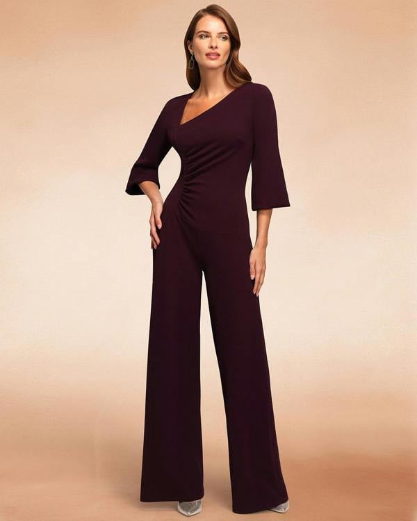 HotSquash Ruched Jumpsuit with Sleeves