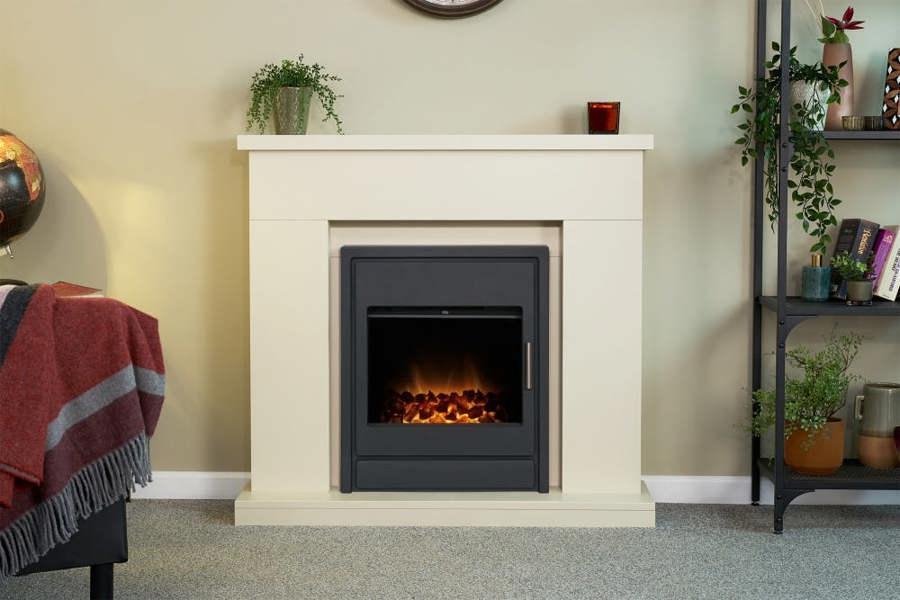 Adam Lomond Fireplace in Stone Effect & Alta Electric Fire, 39 Inch