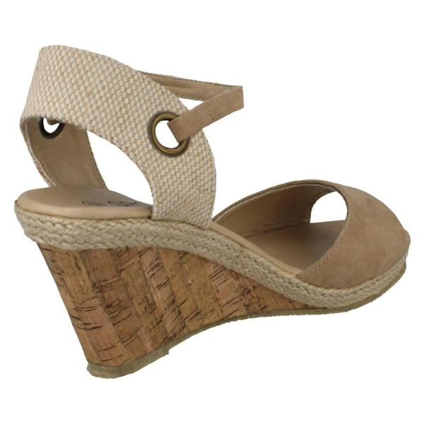Spot On Ladies Spot On Cork Wedge Sandals F2265