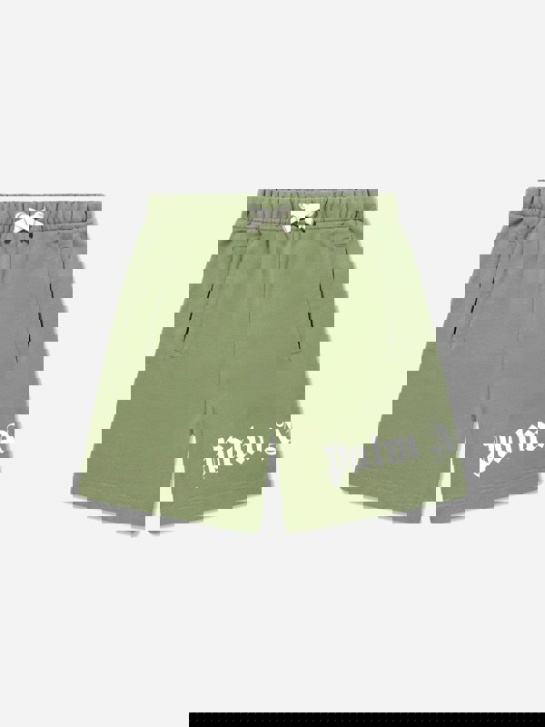 Palm Angels Boys Classic Overlogo Shorts in Green