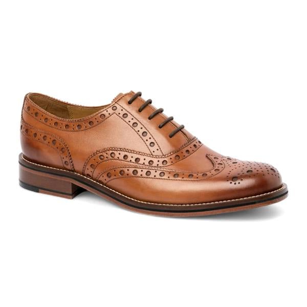 Chapman & Moore Men's Tan Brown Leather Wingtip Brogue Oxford Shoes