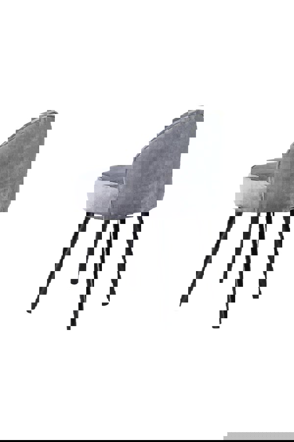 Living and Home Grey Velvet Low Back Dressing Footstool with Solid Wood Legs