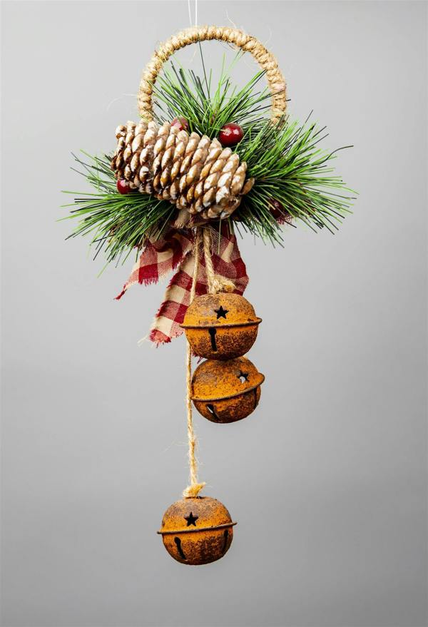 27 cm Rustic Red Hanging Christmas Bell Decoration for Doors, Walls, Wreaths and Garlands image 5