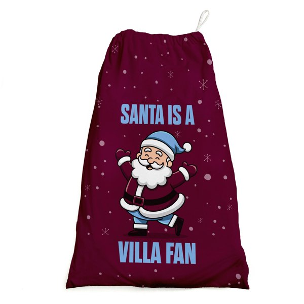 BritishmadeGifts Santa is a Villa Fan - Football Fan Santa Sack