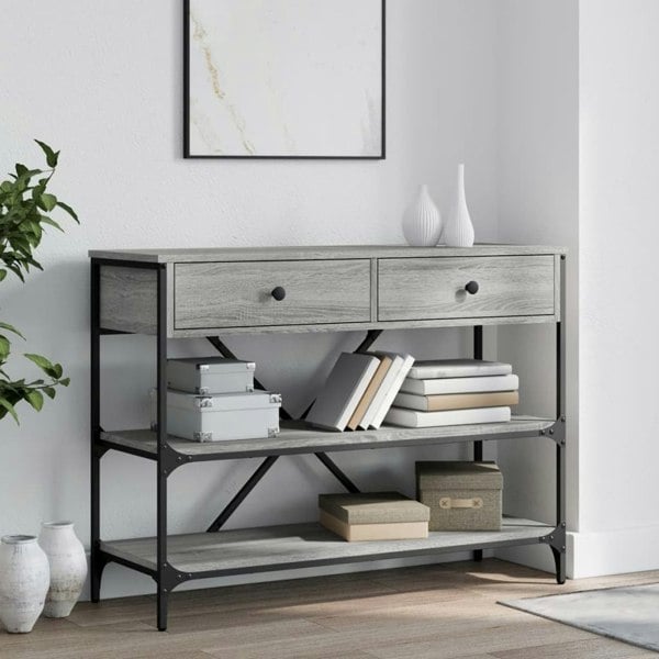 Berkfield Console Table with Drawers and Shelves Grey Sonoma Engineered Wood