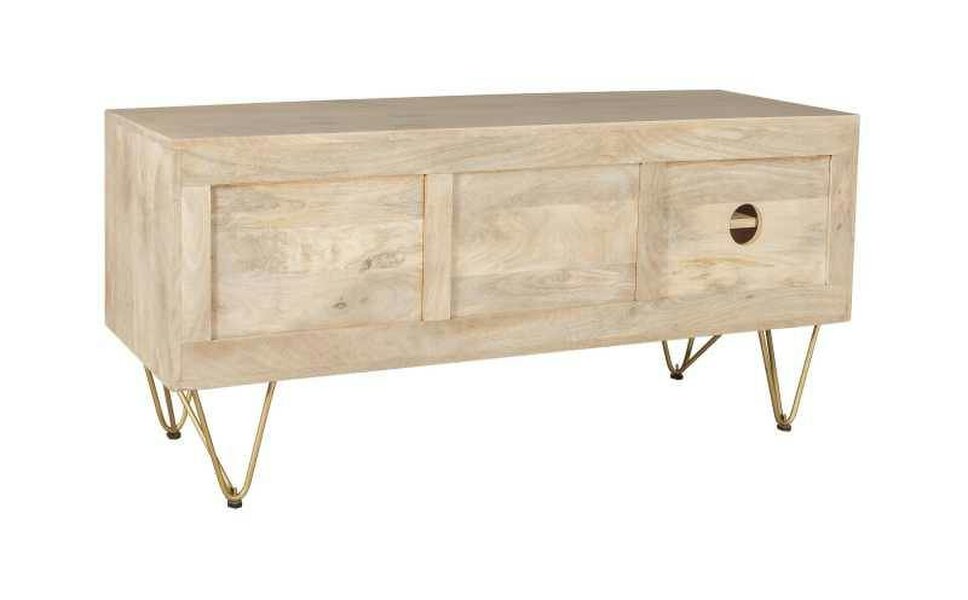 Wyld Haus Bali Light Natural Mango Wood and Gold Modern TV Media Unit
