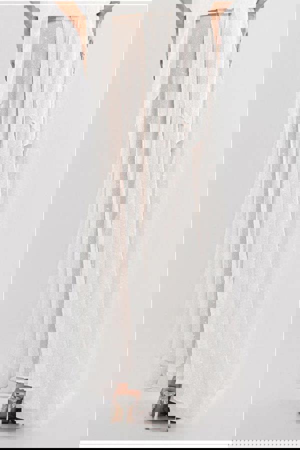 Gathered A-Line Glitter Chiffon Maxi Skirt SK30