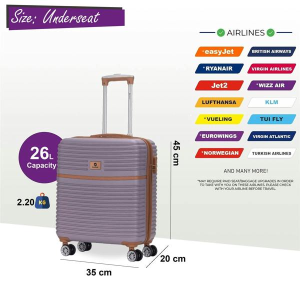 Eagle Luggage ABS Hardshell Underseat Cabin Suitcase 45 x 35 x 20 cm Luggage Suitable for Easyjet