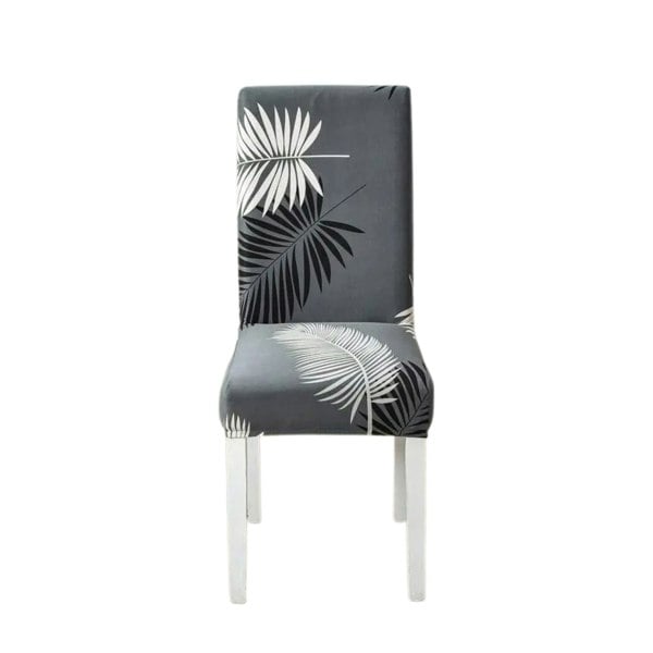 Anyhouz Anyseat Chair Cover Gray Leaf Print Elastic Slipcover Dining Decor