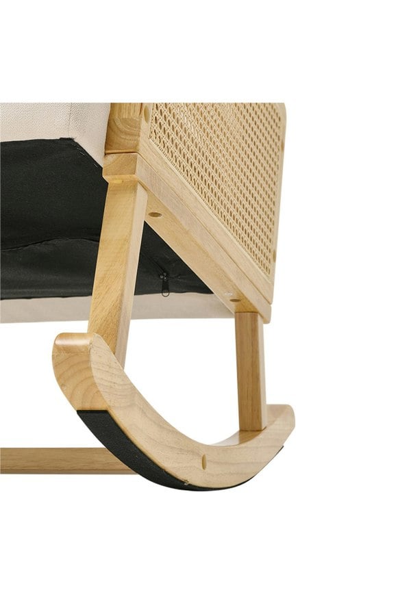 Living and Home Beige Linen Wooden Rocking Chair