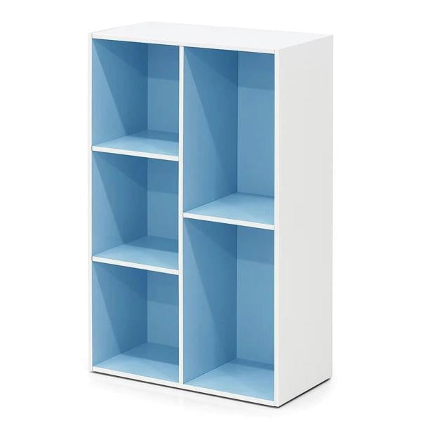 WALPLUS Luder 5-Cube Reversible Open Shelf, White/Light Blue | Premium Home Interior Decoration