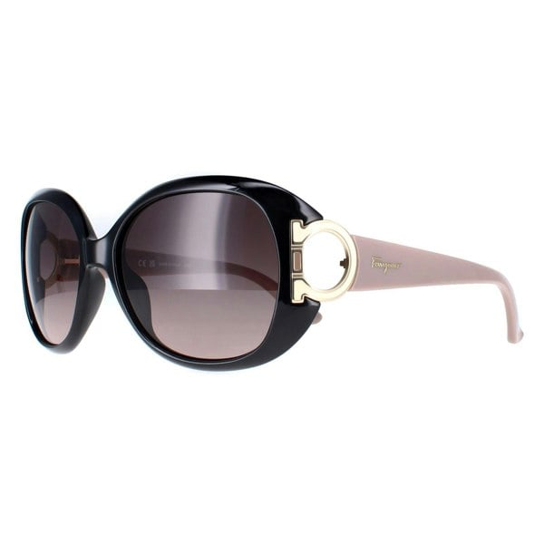 Salvatore Ferragamo Sunglasses SF668 001 Black Taupe Brown Gradient