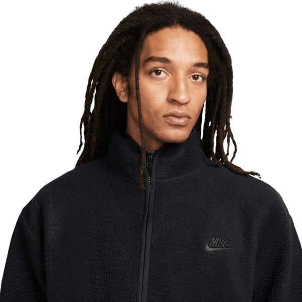NIKE FB8386 010 Sherpa Fleece Jacket BLACK FLEECE ZIP TOP MENS M