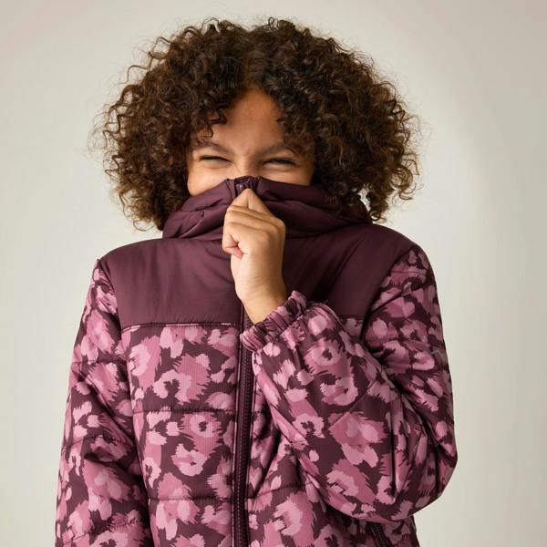 Regatta Childrens/Kids Lofthouse Leopard Print Padded Jacket - Fig/Violet - 