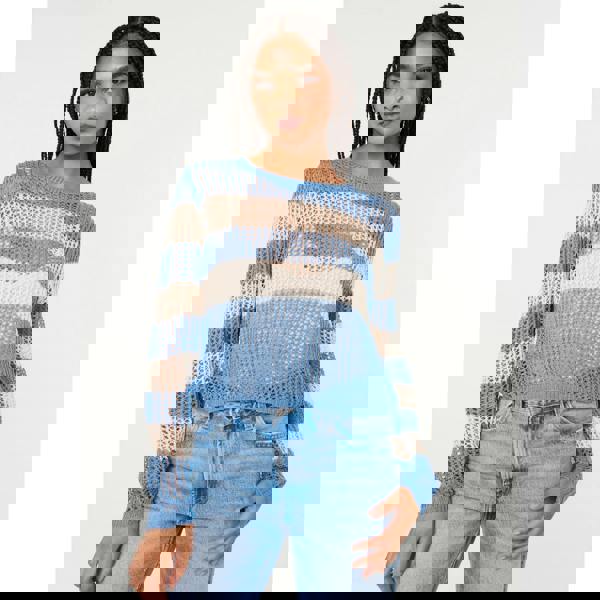 Pink Vanilla Stripe Crochet Jumper