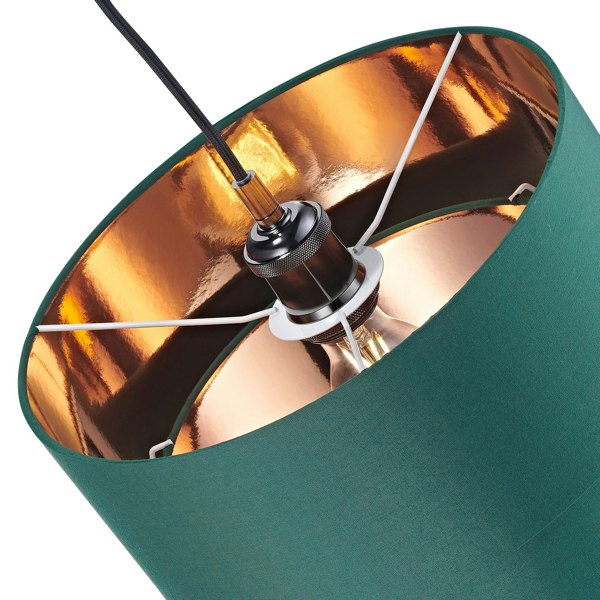 Modern 10" Forest Green Cotton Double Tier Ceiling Shade with Shiny Copper Inner Image 5