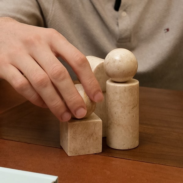 Zeolite marble desk accessory pillar sensory sculpture genuine stone